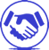 Icono de dos manos entrelazadas en azul