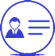 Icono de un usuario con líneas a la derecha en azul